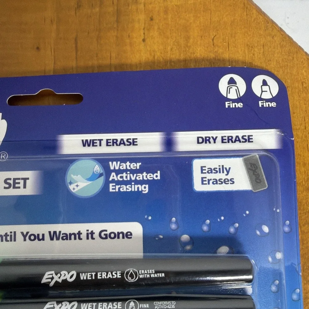Expo 4ct Fine Mixed 2 Dry‎ / 2 Wet Erase Marker Assorted Green, NEW
